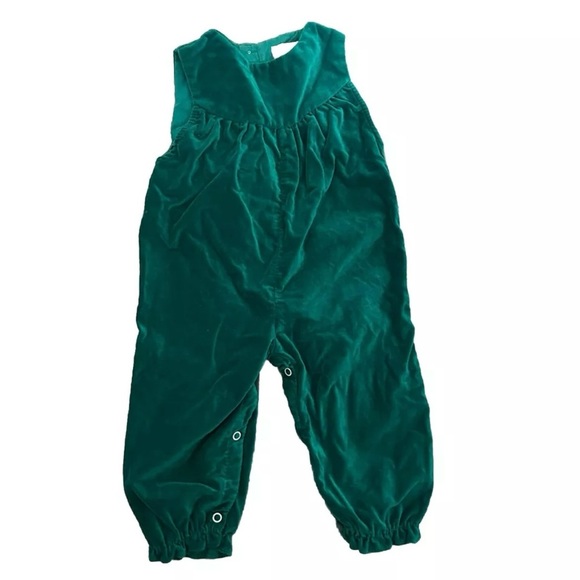 Vintage A Tiny Tots Original Velvet Green Christmas Romper Size 12 Months - Picture 1 of 3
